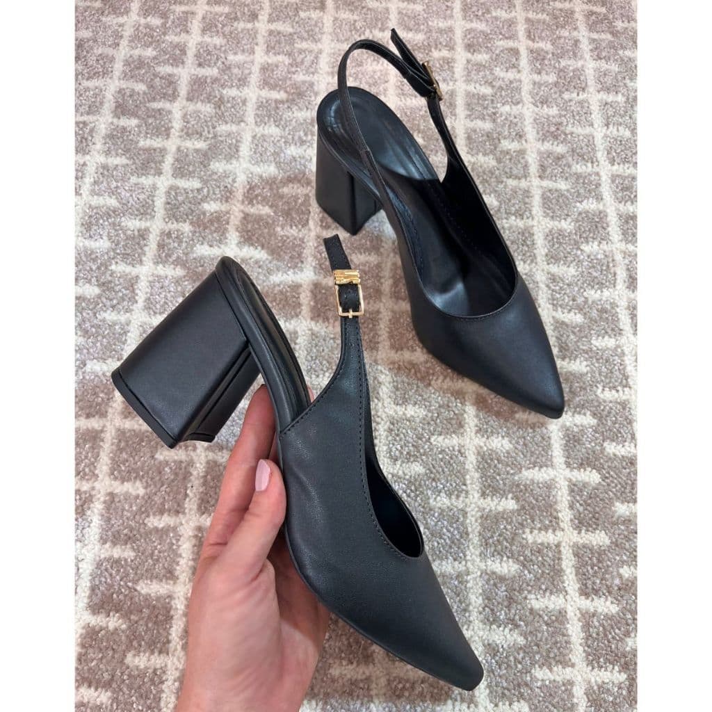 SCARPIN FEMININO SALTO BLOCO ABERTO ATRÁS ELEGANTE PRÁTICO