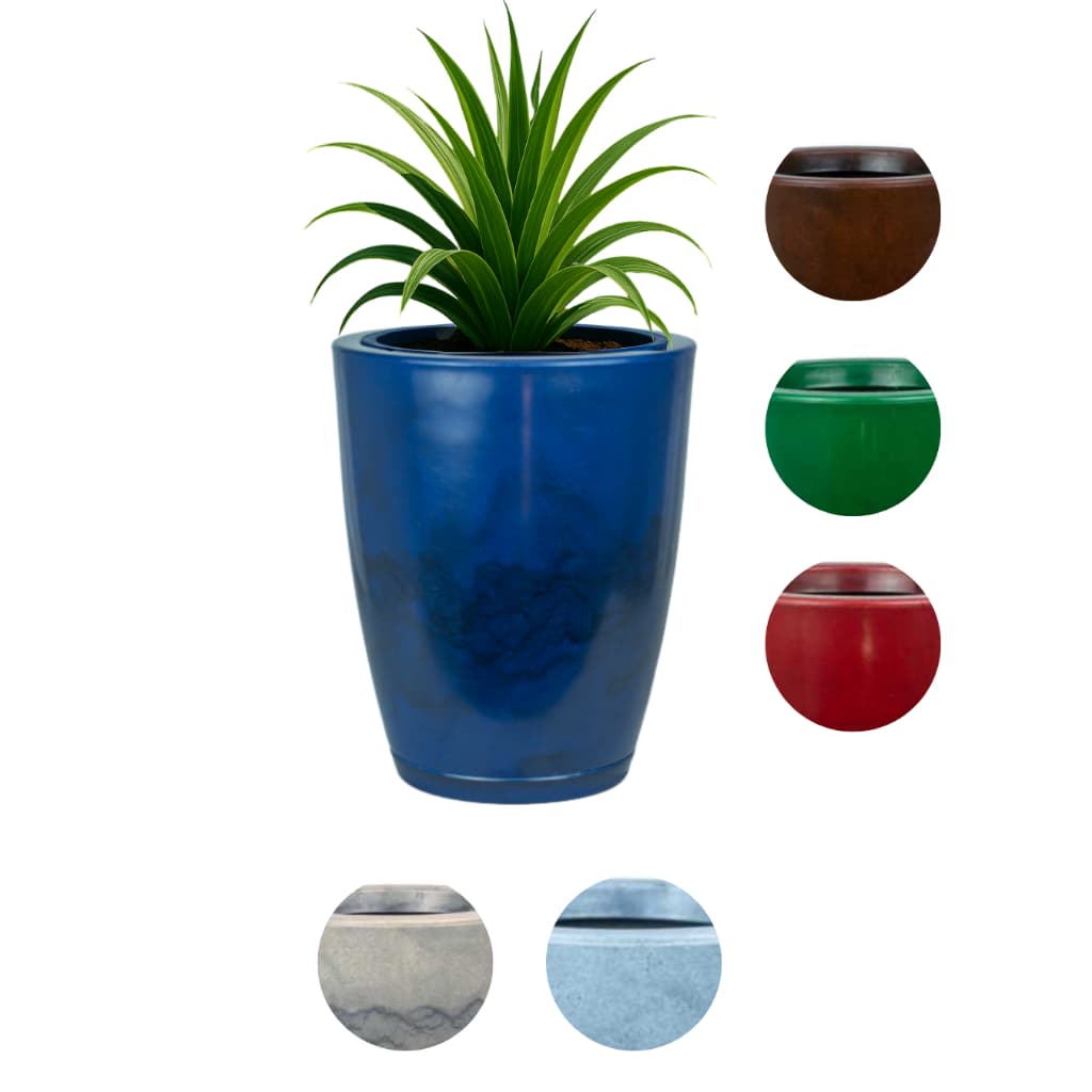 Vaso Coluna Bojo Marmorizado para Plantas Decorativo N2 com prato
