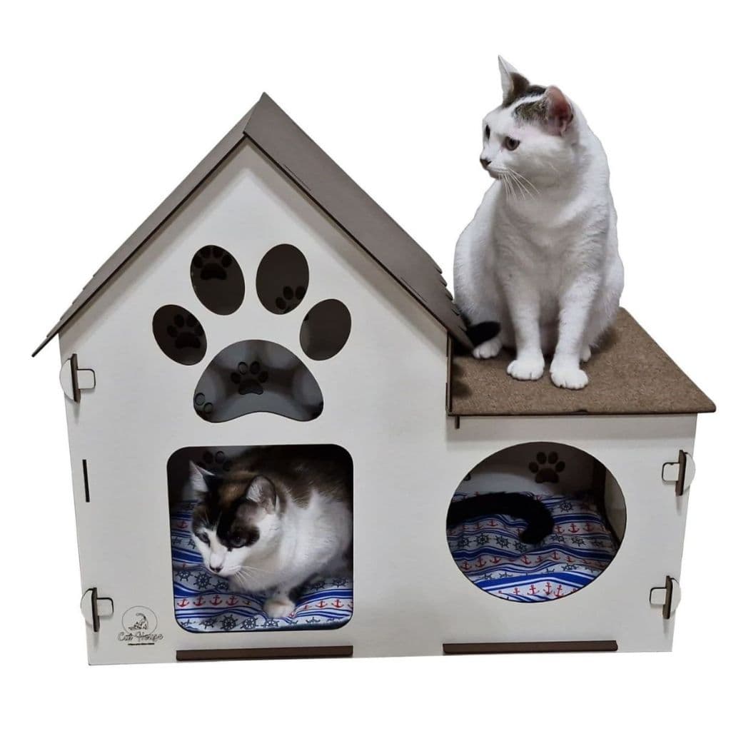 Casinha de Gatos  Toquinha Para Gatos ou cachorro de pequeno porte  em MDF c/ almofada Cathouse