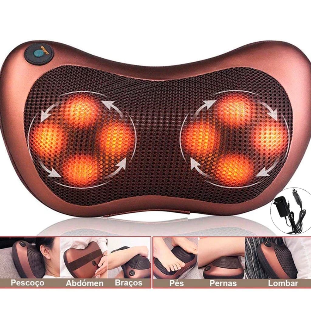 Massageador Corporal Shiatsu Almofada de Massagem 12v/110v~220v com Infravermelho