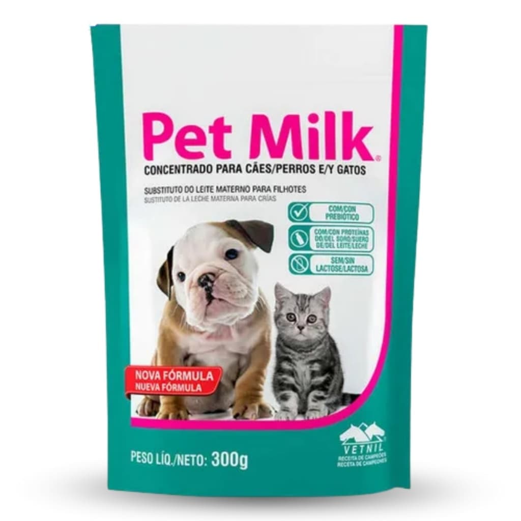 Pet Milk® Sachê 300g | Vetnil - Suplemento Substituto do Leite Materno para Cães e Gatos Filhotes