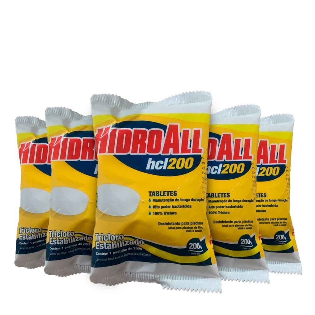 KIT 5  PASTILHA SANITIZANTE HCL200 P/ MANUTENÇÃO PISCINA