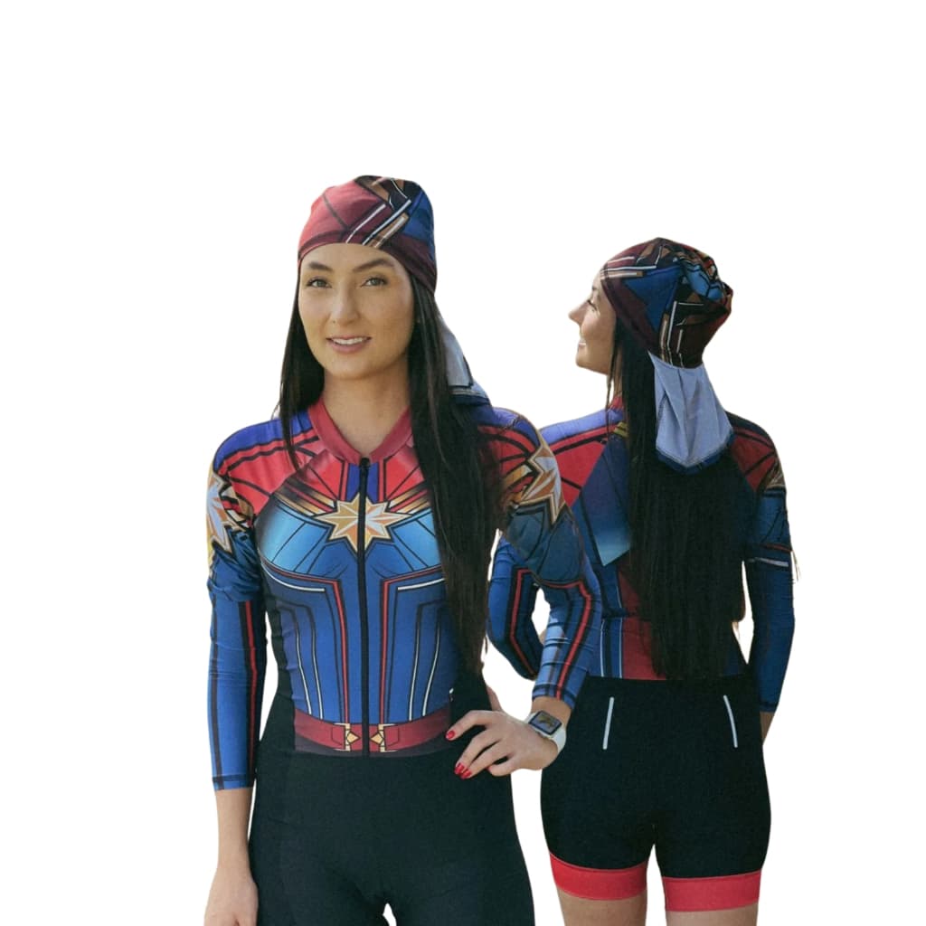Macaquinho Ciclista Feminino PP ao Plus Size Manga Longa Capitã Marvel Proteção UV
