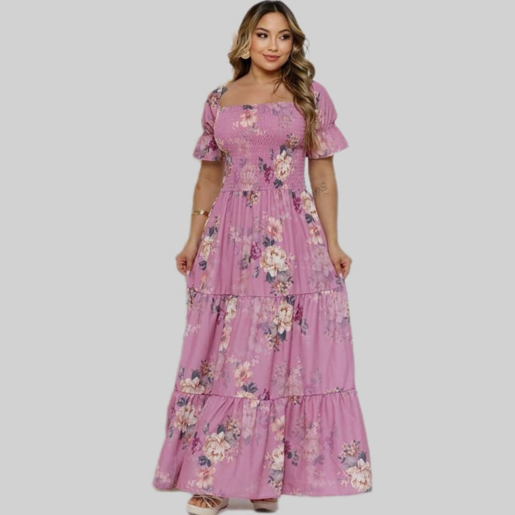 Vestido Feminino  Longo Lastex 3 Marias Estampado Ciganinha Tomara Que  Caia