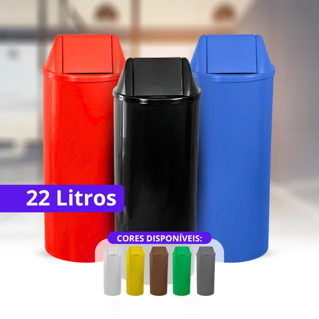 Lixeira Plástica 22 Litros Vai-Vem – Compacta, Funcional e Ideal para Casa e Escritórios