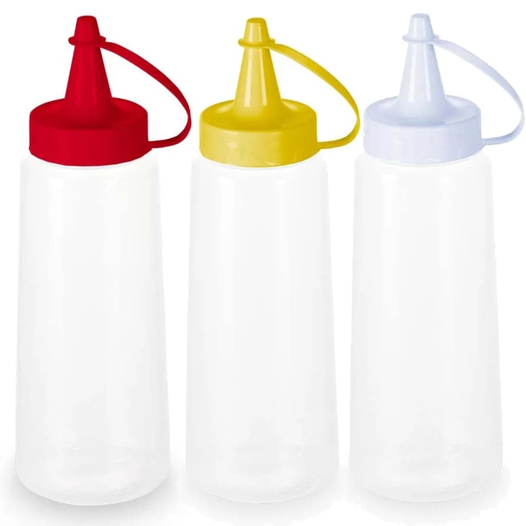 Kit com 5 ou 10 Bisnaga Maionese Catchup Mostarda Molho Pimenta Caseiro Tubo Para Lanchonete Bar