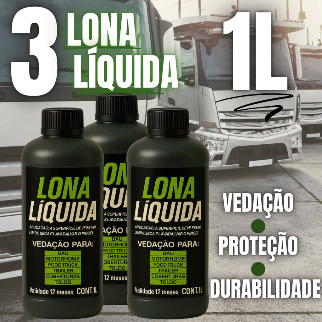 Kit 3 Lona Líquida 1L Impermeabilizante P/ Laje Telhado Parede Caminhão Motorhome Contra Infiltração