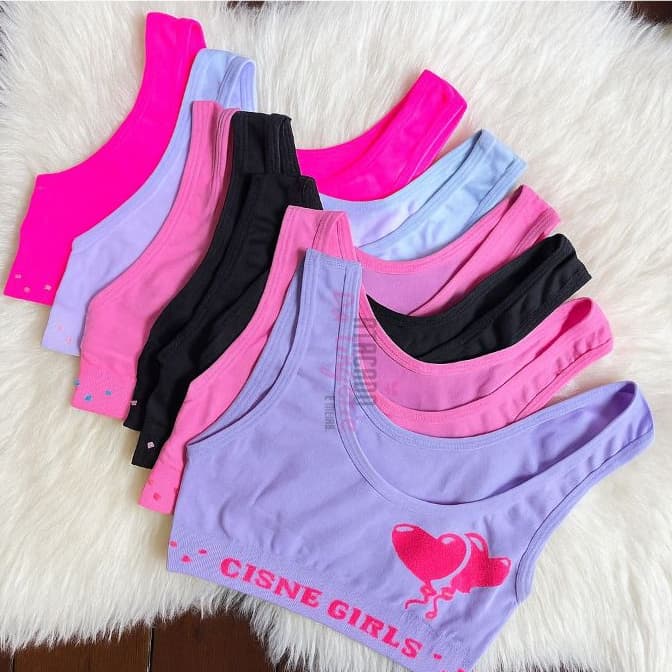 Kit 2 Top Infantil Juvenil Menina Moça Camiseta Alça Grossa Confortável Sem Bojo
