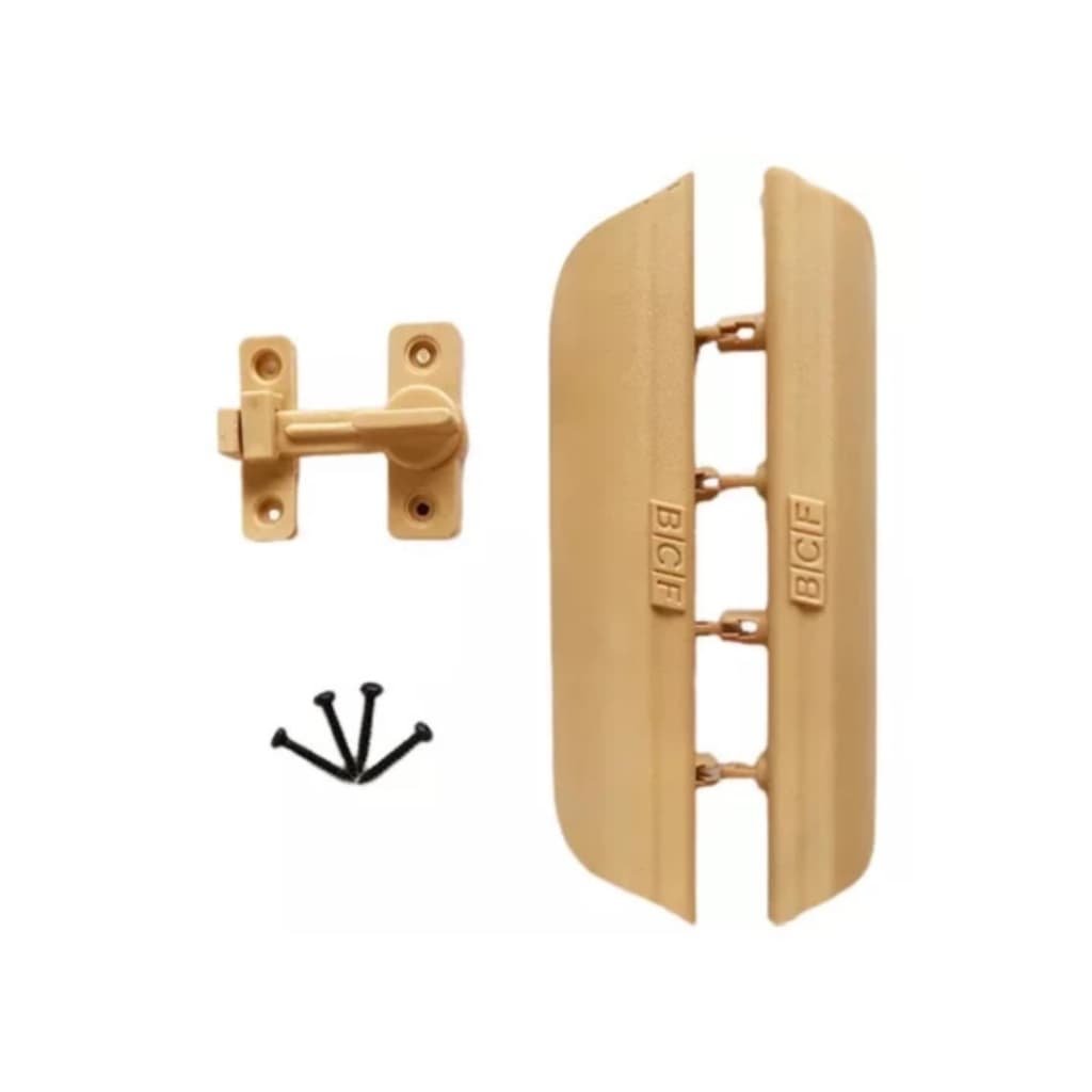 Kit Puxador + Trinco Porta Sanfonada Cinza Bege E Branco TWB/BCF