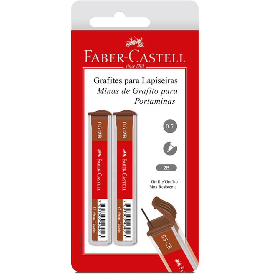 Grafite Faber-Castell 0.5mm 2B com 2 de 24 unidades para lapiseira