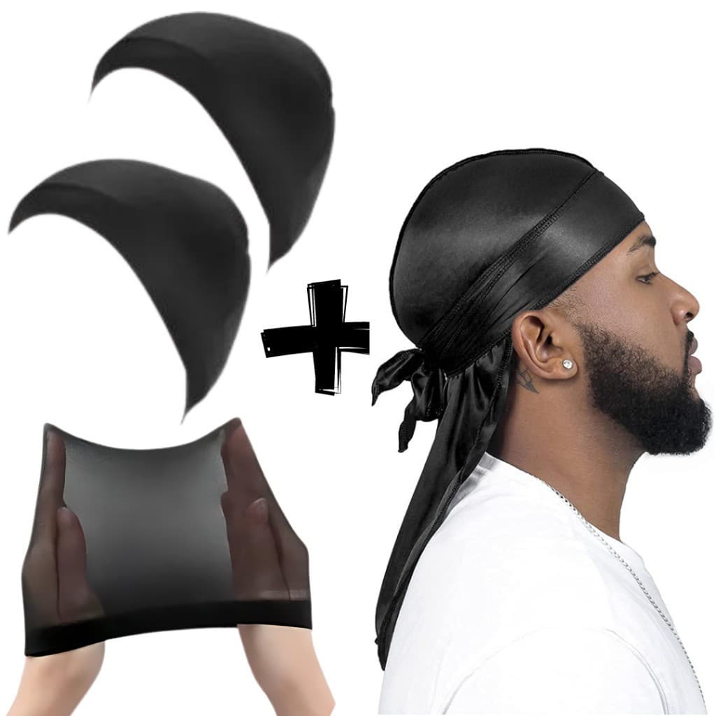 kit 2 Wave cap + 1 Bandana Durag Dureg Touca Waves Dread Trap Rap Cores bandana hip