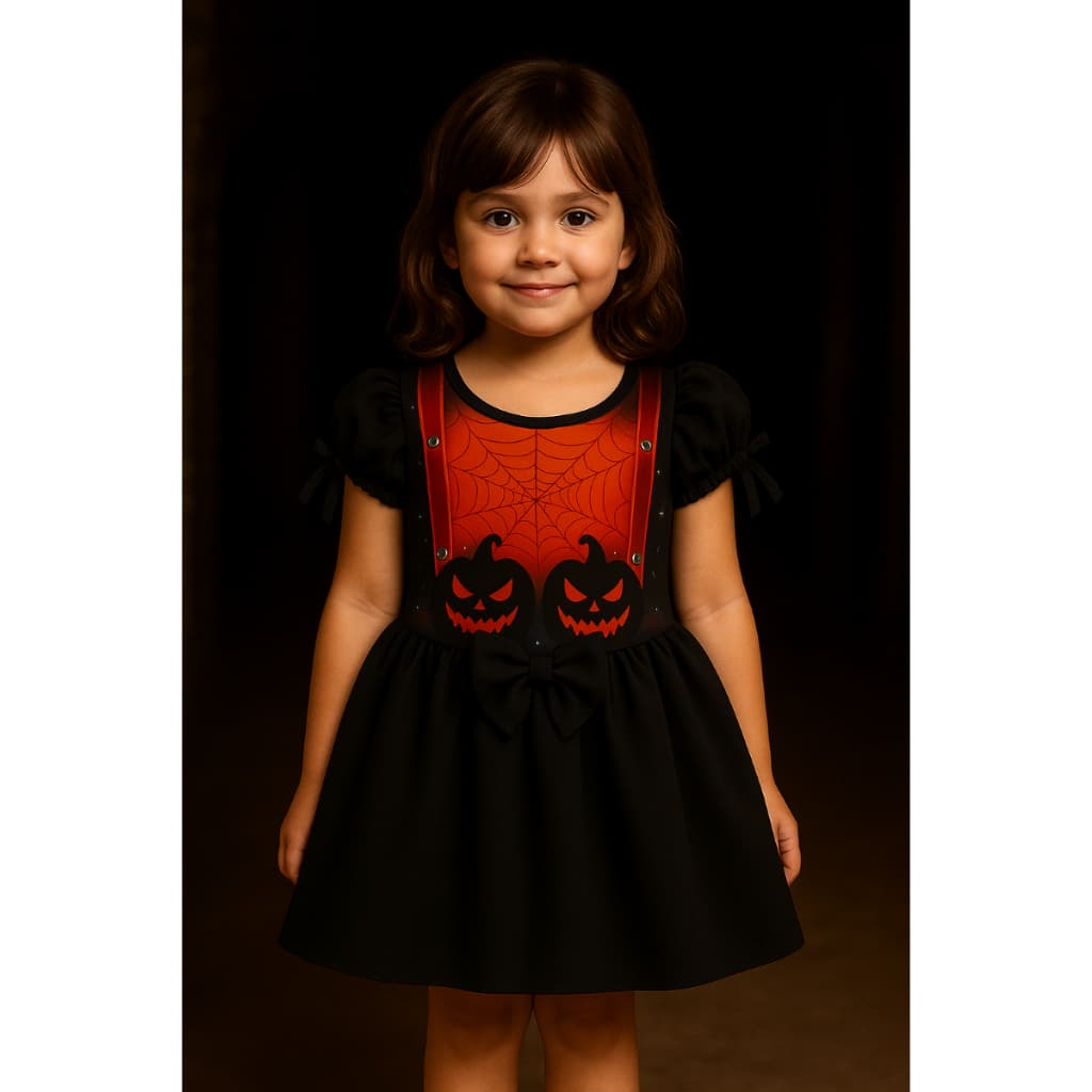 Vestido Bruxinha Halloween Infantil e Adulto Fantasia Menina