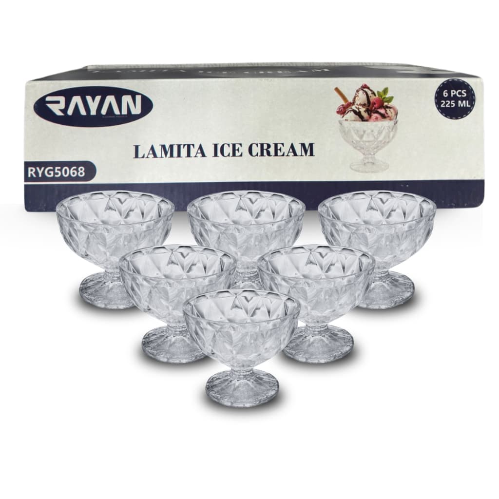 Taças Para Sobremesa Diamond Vidro Jogo 3 e 6 Peças 320ml Sorvete Doces Cozinha