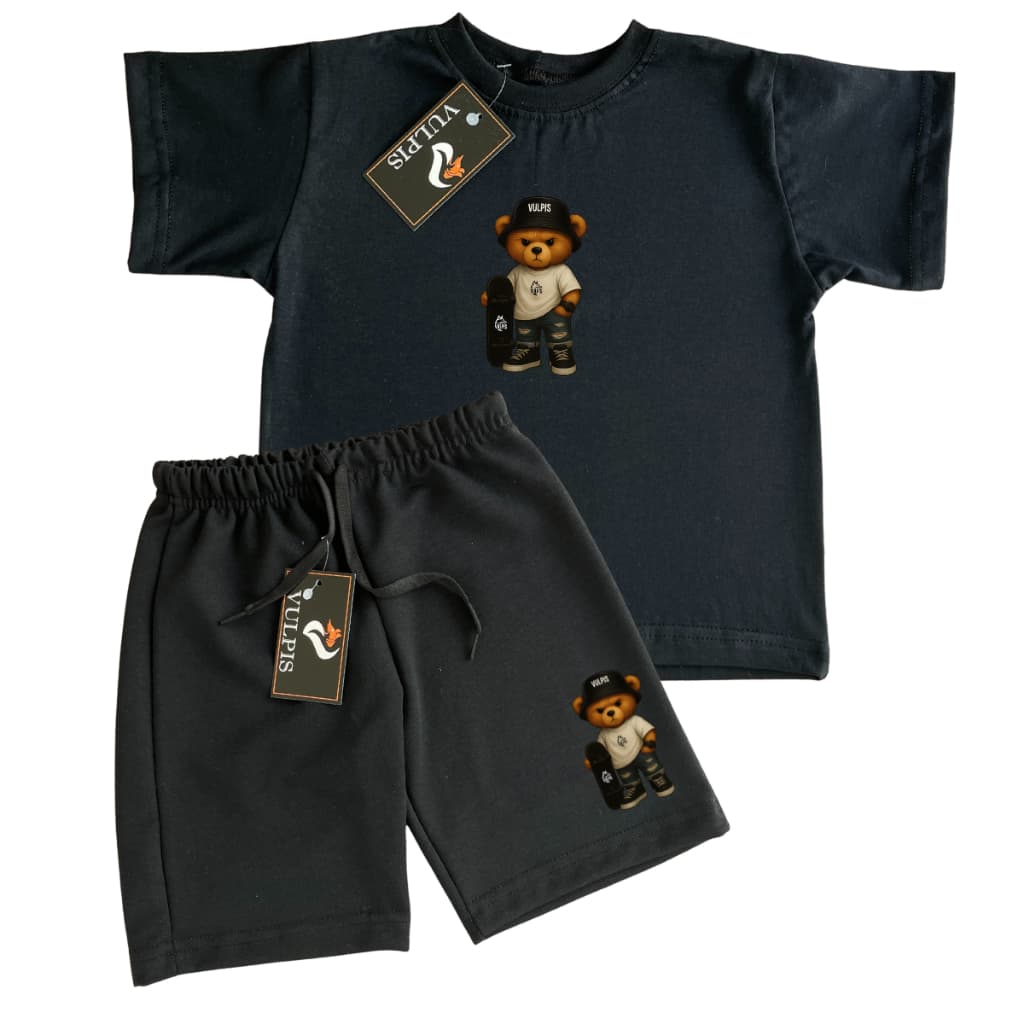 Kit Infantil Camiseta Menino e Short Moletinho Moda Verão