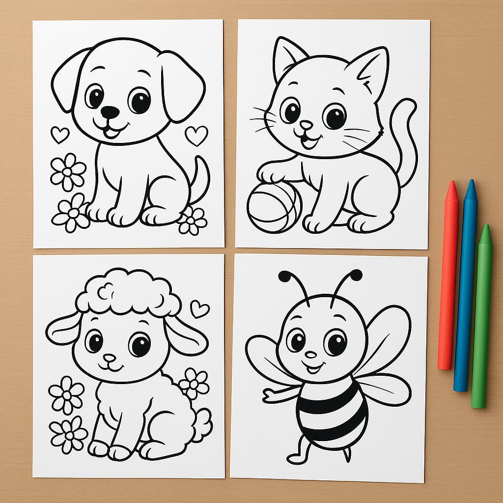 Desenhos para Colorir Animais Infantil Educativas Crianças Pintura Safari Fazenda Zoológico