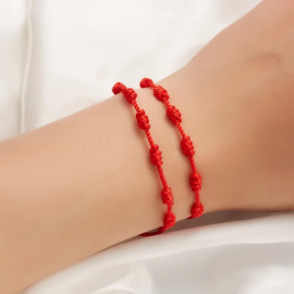 Pulseira de Sete nós Kabballah vermelha original para sorte e proteção