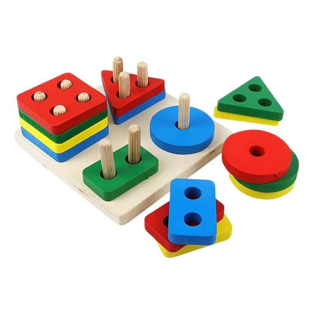 Brinquedo Educativo Encaixe Geométrico Madeira Montessori