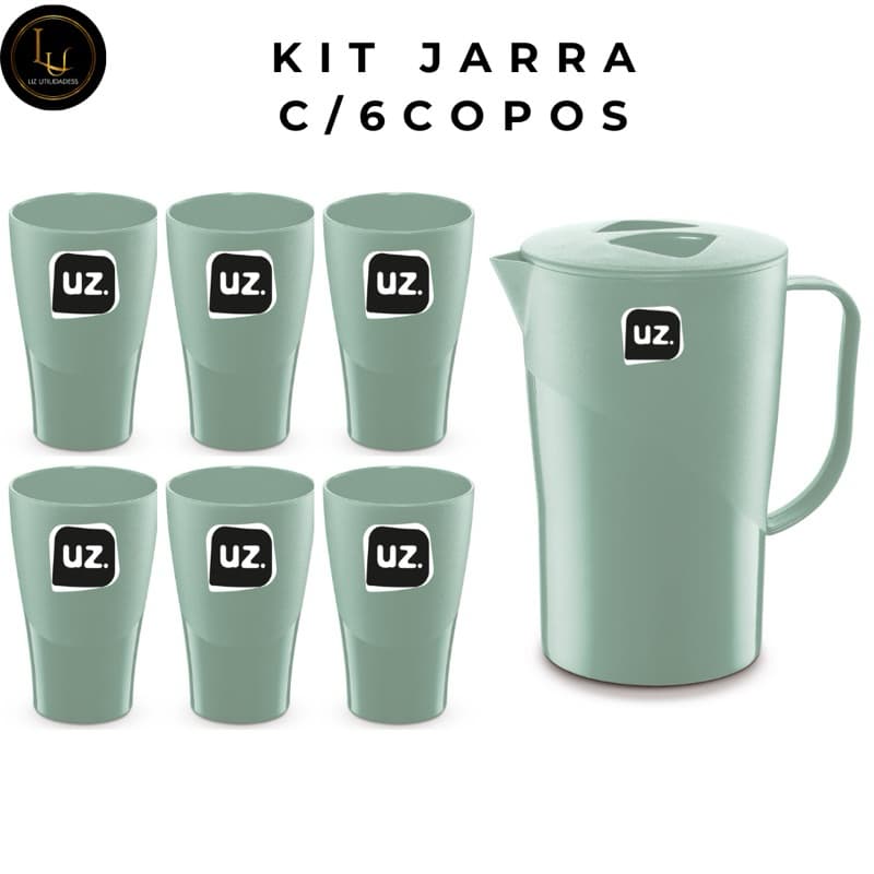 KIT 1 JARRA DE 2L + 6 OU 12 COPOS DE 300ML UZ