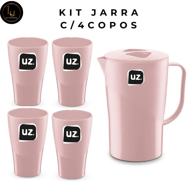 Kit com 1 jarra de 2l e 4 copos de 300ml UZ