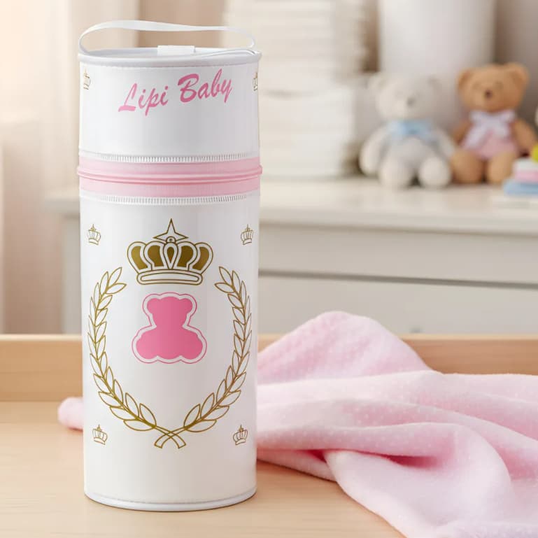 Bolsa Termica Com Isopor Com Alça Para 01 Mamadeira 360 Ml ROSA ou AZUL-Lancheira Infantil Desenho Ursinho
