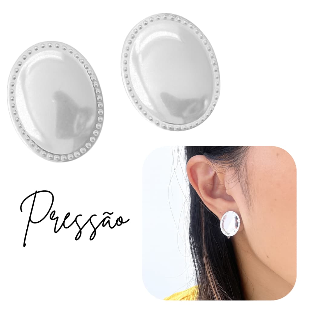 Brindo de pressão folheado à prata - moderno e elegante-Semijóias - Direto da fábrica - ENVIO IMEDIATO
