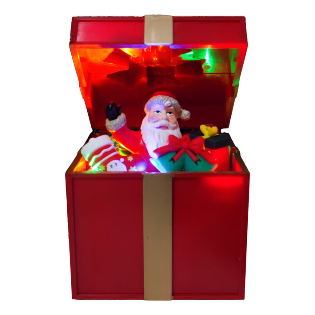 Enfeite Natal Papai Noel Caixa Presente Natalina Com Som Luz
