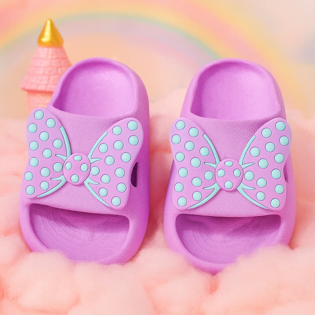 Chinelo Nuvem Infantil Menina Sandália Laço Vermelho Bolinhas Delicado Confortável