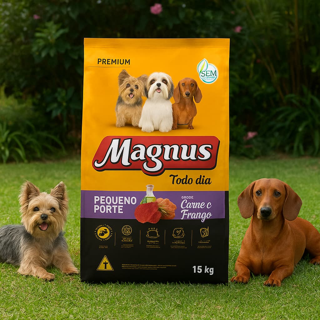 Ração Magnus Todo Dia Cães Adultos Pequeno Porte Carne e Frango 15kg Alimento Completo