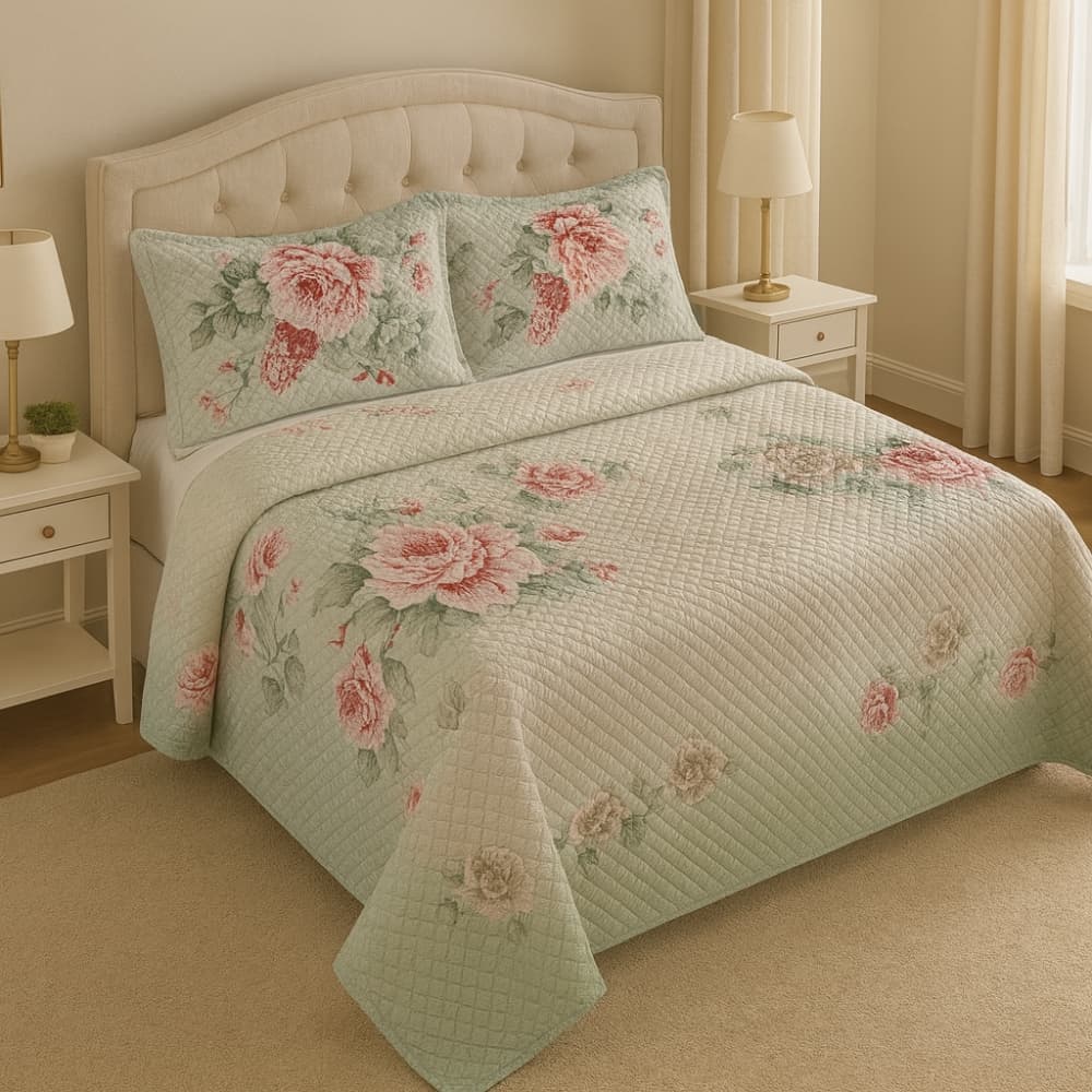 Kit Cobre Leito Casal 2,40X2,20m 3 Peças Dupla Face Estampada Liso Matelado Matelassê Prensado