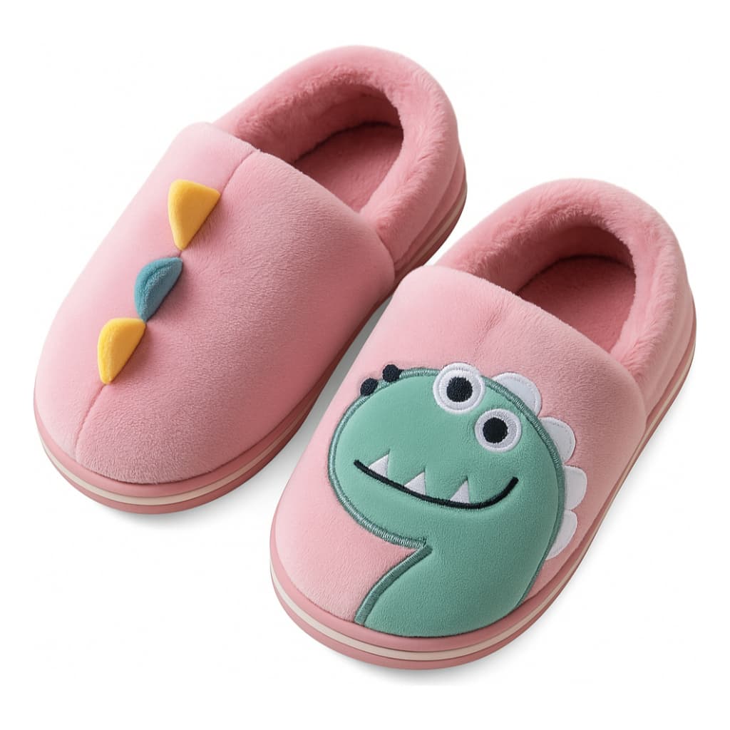 Pantufa Infantil Sapato De Pelúcia Dinossauro Antiderrapante
