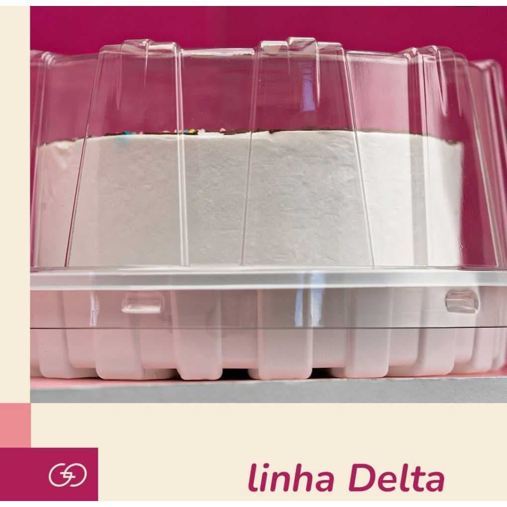 Embalagem Forma 23cm Bolo 1500g G50A Delta Tampa Média Base Branca ou Preta Galvanotek