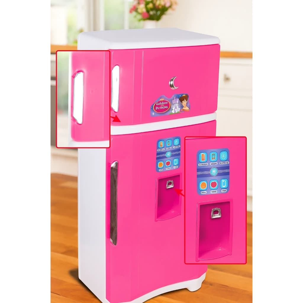 Geladeira Infantil Duplex Rosa - Brinquedo Interativo e Educativo para Cozinha de Menina