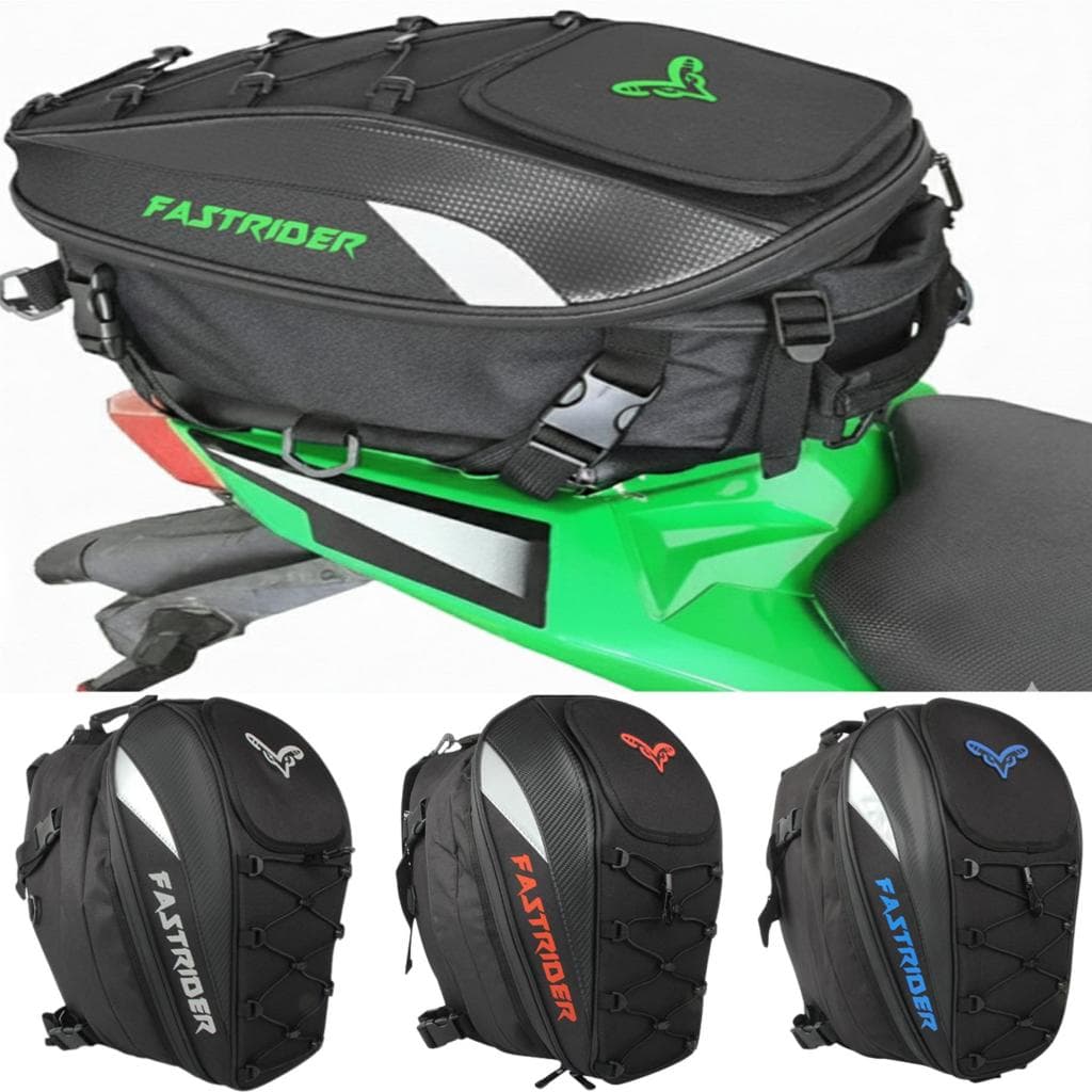 Mochila Baú Bagageiro Moto Expansivo 37L + Capa Proteção À Prova D'água Para Motocicletas Fastrider