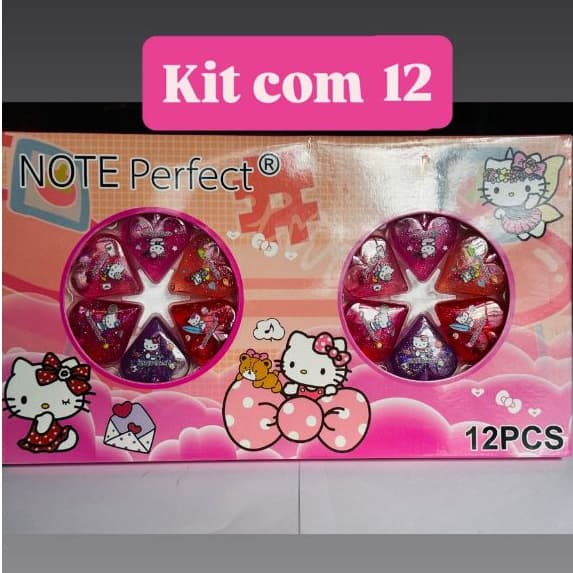 Kit Lip Gloss com glitter da Hello Kitty Note Perfect  Lembrancinha Aniversario