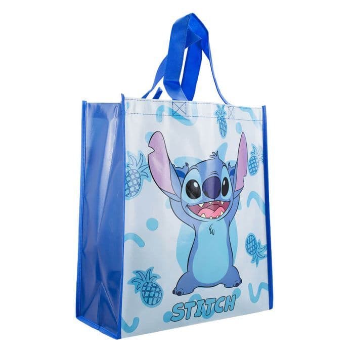 Sacola Feira Reutilizável Azul Stitch 39x35cm - Disney