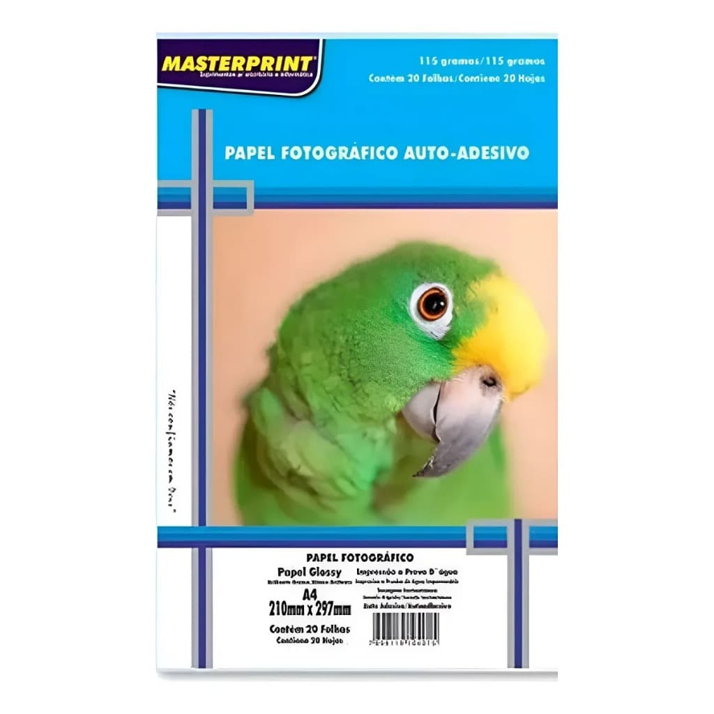 Papel Fotográfico Adesivo 115g 20 Folhas Glossy A4 Impressão - Masterprint