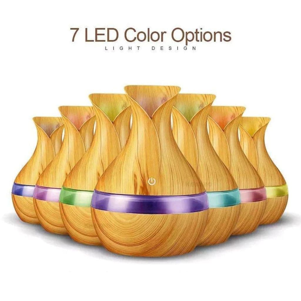 Difusor Ultrassonico Umidificador Ar Aromatizador Purificador De Aromas Luz Led Oleo Essencial 300ml Amadeirado Barato