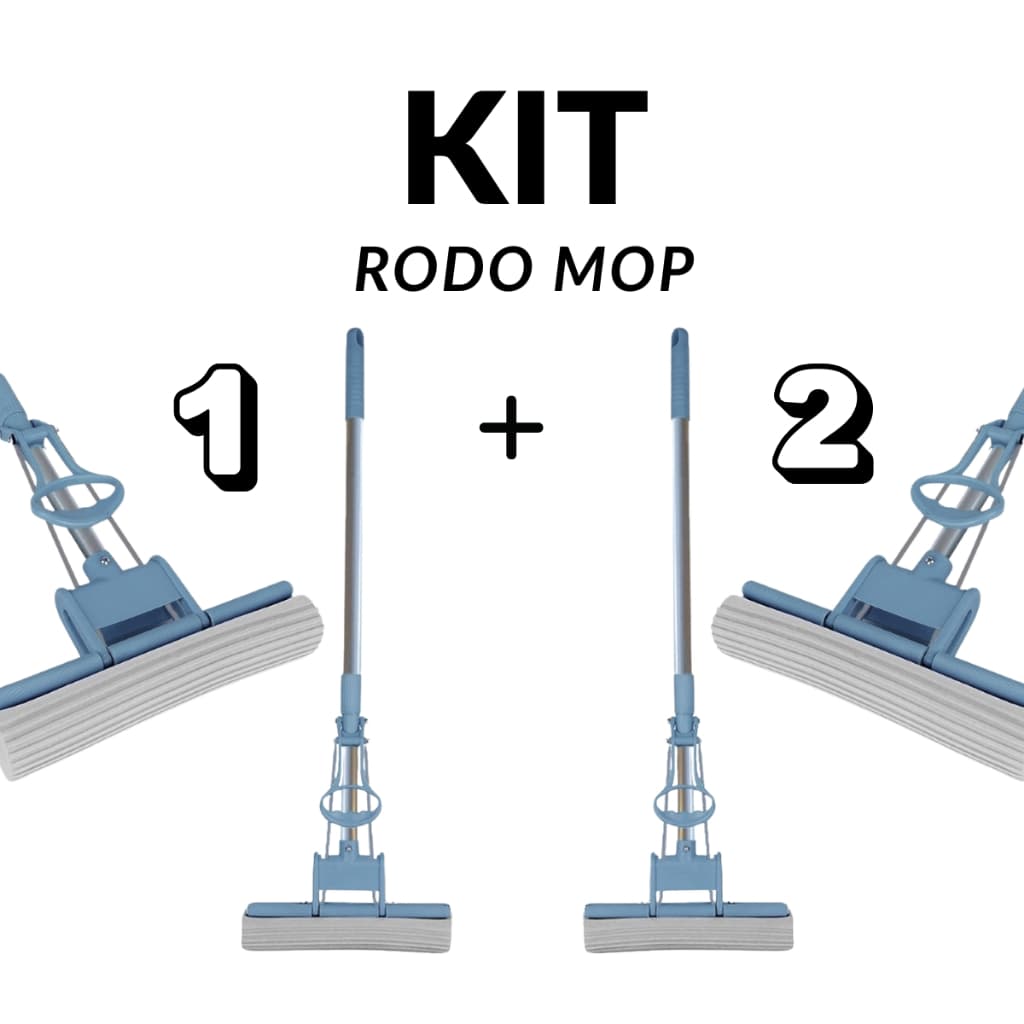 Kit Dois Rodo MOP Limpeza Casa Cozinha Enxuga Esfregão Resistente Prático Ágil Durabilidade