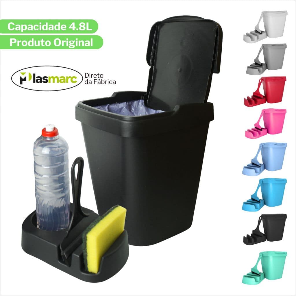 Kit Pia Porta Detergente Rodo de Pia Lixeira Cozinha Area Gourmet Banheiro