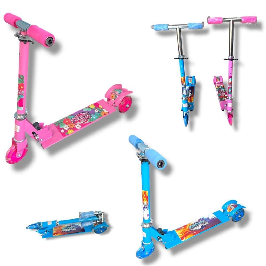 Patinete Infantil Com 3 Rodas Menino e Menina Dobrável Com Led Nas Rodas