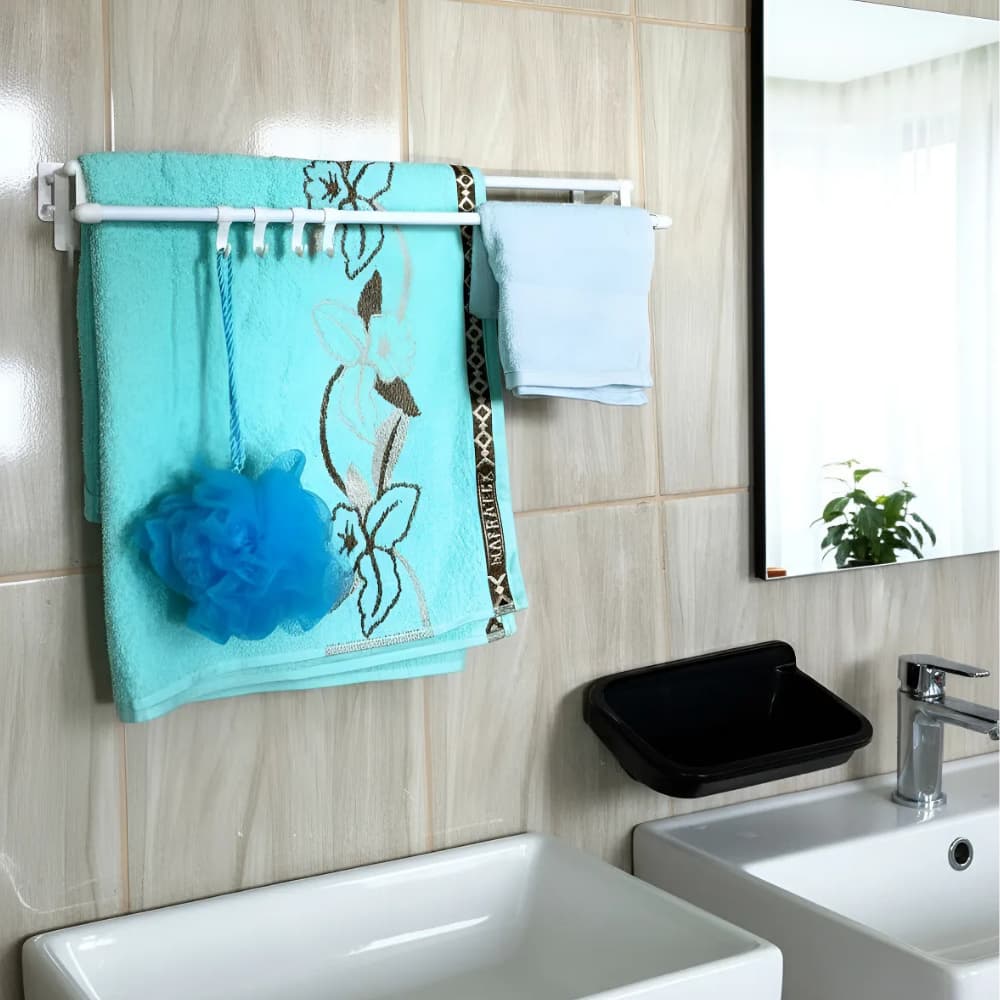 Toalheiro de Parede Multifuncional, Duplo 60cm Branco. a prova d´água para banheiro e Cozinha