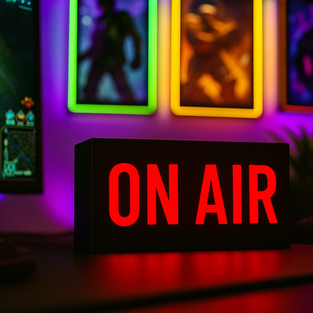 Luminária de mesa Youtuber Streamer Lives Vídeos On Air Led Bivolt Para Setup Gamer