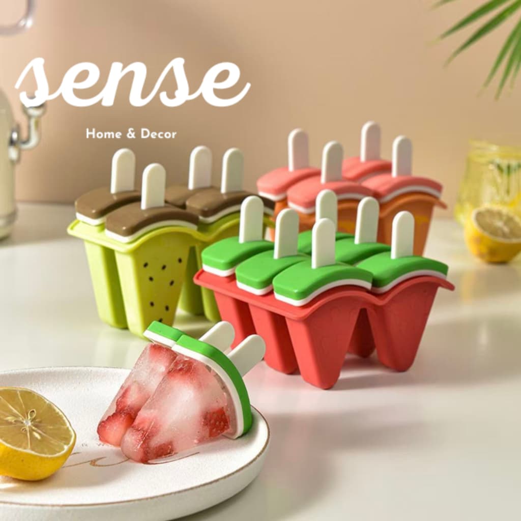 Kit Molde para Picolé 4 Cavidades – Formato Criativo de Frutas, Caseiro, Fácil de Usar