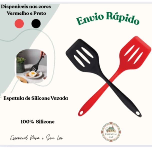 Espátula Vazada de Silicone Grande 28cm Escumadeira Profissional Não Risca Panela Resistente Ao Calor Livre BPA