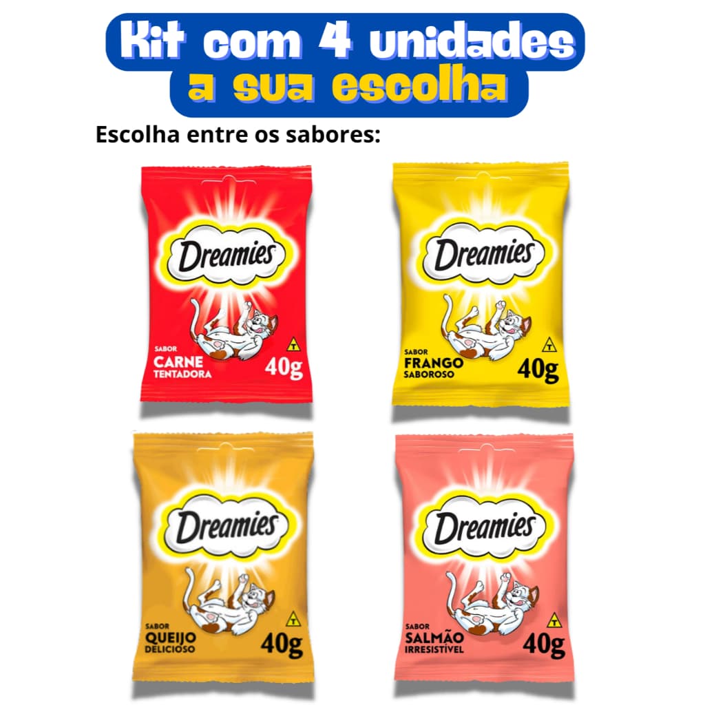 Dreamies Petisco para gatos: Kit com 4 unidades 40gr cada
