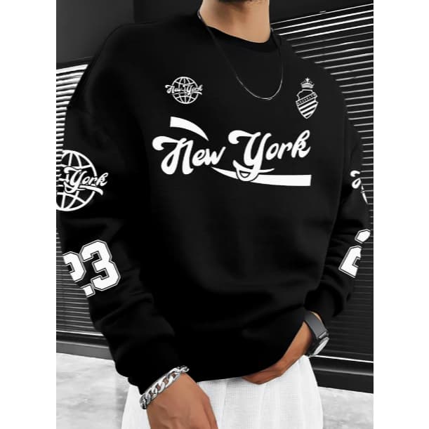 Moletom Gola Redonda casaco Blusa de Frio New York 23 Streetwear