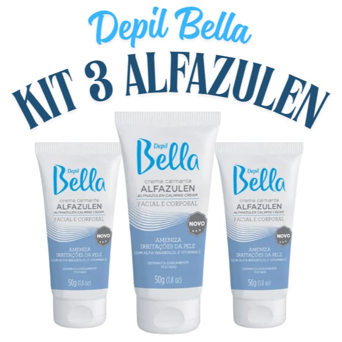 Kit c/ 3 Creme Alfazulen Calmante Pós Depilatório Depil Bella - 50g