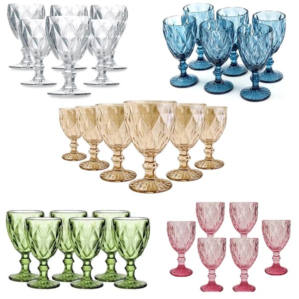 Conjunto com 6 Unidades de Taças de Vidro Diamond 340 ML Color KE HOME