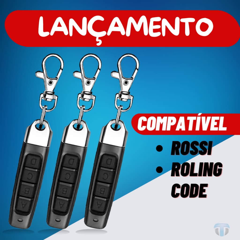 Mini Controle Portão Eletrônico  433MHz | Bateria Inclusa | Pronto para Uso | Rossi