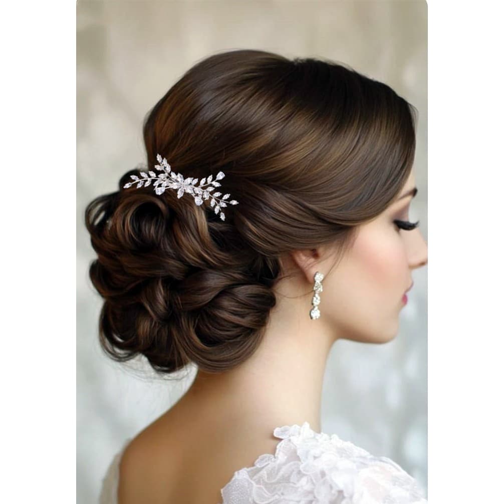 Arranjo Enfeite Grinaldas Noiva Prata Zircônia Pérolas Penteado Noiva Casamento Festa + Pente Vintage